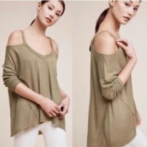 Anthro. Deletta Cold Shoulder Green Sweater XS